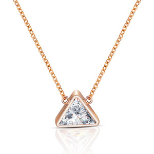 Collier avec pendentif en zircon triangulaire géométrique, chaîne en acier inoxydable et titane pour femme, bijoux cadeau, or rose, argent, or - Product Image 3