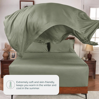 Draps en bambou en gros, lot de 4 draps plats rayés, 100% fibre de bambou, draps de lit naturels doux et rafraîchissants