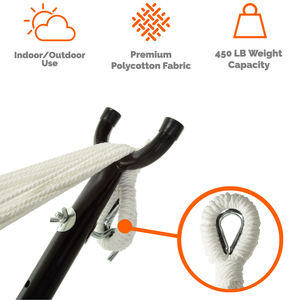 डबल कपास झूला के साथ अंतरिक्ष की बचत स्टील उष्णकटिबंधीय खड़े हो जाओ (450 £ क्षमता-प्रीमियम ले जाने बैग शामिल) - Product Image 3