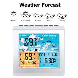 Thiết Kế Mới Không Dây Kỹ Thuật Số Dự Báo Thời Tiết Với Màn Hình LCD Đầy Màu Sắc Đèn Nền Báo Động Lịch Bàn Đồng Hồ Cho Trong Nhà Và Ngoài Trời - Product Image 6
