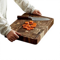 Ensemble de planches à découper rectangulaires en bois pour la cuisine, en bois d'acacia naturel, avec presse-agrumes et poignée intérieure