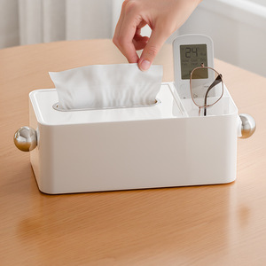 Multifunctional Tissue Box Plastic Desktop Storage With Compartment For Living Room Coffee Table Use - Product Image 3