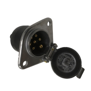 Prise de remorque ronde à 7 broches, femelle, noire, plaquée or, ES2701, connecteur automobile universel - Product Image 1