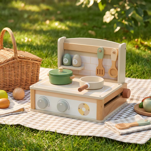 Juego de Cocina de Madera Ecológico y No Tóxico para Niños, Juguetes de Cocina Realistas para Niños de 4 a 6 Años, Juego de Mesa de Imitación - Product Image 6