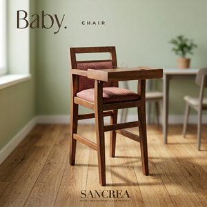 Chaise haute bébé portable en bois avec fonction d'inclinaison et de balancement, plateau repas et siège rembourré pour usage intérieur, domestique ou hôtelier - Product Image 3