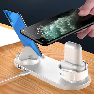 6 In 1 Wireless Charging Stand For Apple Watch 6 5 4 3 2 IPhone 11 X XS XR 8 10W Qi Fast Charger Dock Station