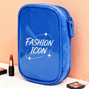 Bolsa Organizadora <span class=keywords><strong>de</strong></span> Cosméticos <span class=keywords><strong>de</strong></span> Viaje Impermeable <span class=keywords><strong>de</strong></span> Doble Capa con Espejo en Cuero Sintético Brillante para Maquillaje y Artículos <span class=keywords><strong>de</strong></span> Aseo - Product Image 2