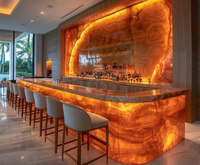 Bar à cocktails moderne et luxueux avec design de boîte de nuit en marbre, comptoir lumineux à LED pour hôtel et centre commercial, garantie de 10 ans