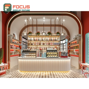 Modern Coffee Display Cabinet Glass Front Merchandise <b>Shelf</b> Matte Wood Cafe Display Cabinet - Product Image 2