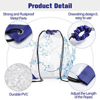 Sac à dos transparent personnalisé en PVC avec cordon de serrage Sac à dos de rangement étanche de voyage Transparent Sac à dos transparent avec cordon de serrage