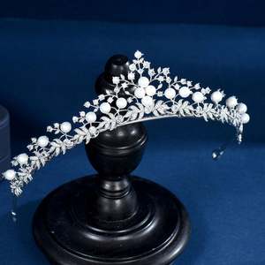 HIBRIDE Coronas y Tiaras de Cristal Europeo y Americano, Tocado de Zirconia Cúbica, Diadema de Novia, Accesorios de Boda, 2017 - Product Image 2