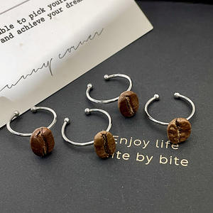 Bague ajustable en forme de grain de café 2026 pour femme, bijou fantaisie en pierre naturelle, design original, cadeau, bague de déclaration - Product Image 4