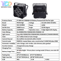 Projecteur LED plat à batterie 9*18W 6-en-1 RGBAW+UV noir pour événements, fêtes et éclairage DJ