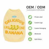 Pull chaud d'hiver pour chien, motif banane 3D, vêtements tricotés pour animaux de compagnie, col côtelé, pull-over, OEM, personnalisé, vente en gros