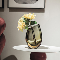 Artículos de Decoración para el Hogar de Lujo, Mesa de Té Color Ámbar, Florero Pequeño y Único de Vidrio Mercurizado