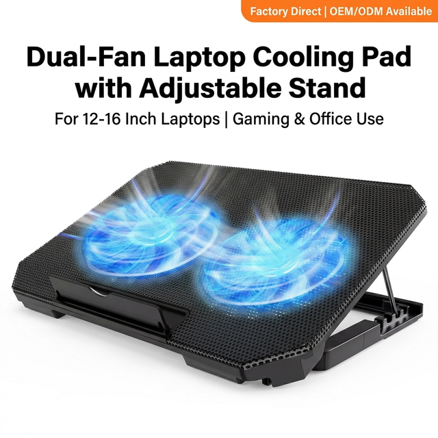 Gaming Laptop Cooling Pad with Dual Silent Fans | Metal Adjustable Stand with USB Ports for 15.6 to 17.3 Inch Notebook PC