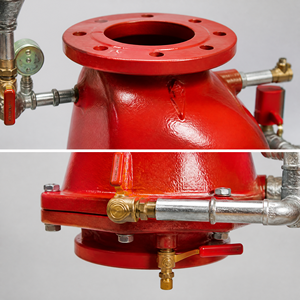 Válvula de control de hierro fundido con brida para supresión de incendios, con manómetro, solenoide, motor de agua y taza de goteo Gong - Product Image 4