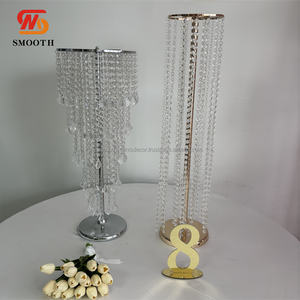 Support de fleurs en or et argent, perles suspendues, centre de table pour décoration de mariage, directement de l'usine SMOOTH - Product Image 2