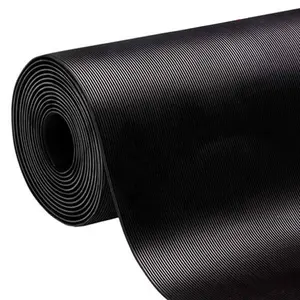 Black Fine ribbed rubber sheet / corrugated rubber mat / anti-slip rubber in China