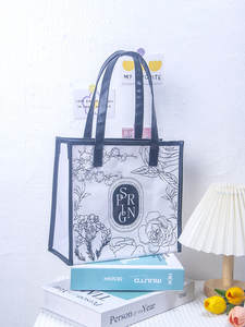 Sac à main portable pour femme en PVC et PU, sac de voyage et de plage, avec logo imprimé, imperméable, sac de courses pour femme - Product Image 6