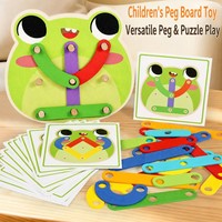 UBM Planche à picots en bois avec bande de liaison, cartes de motifs de puzzle, pour le développement du raisonnement spatial et de la motricité fine, pour la maternelle, CE CPC, vente en gros, OEM, personnalisé