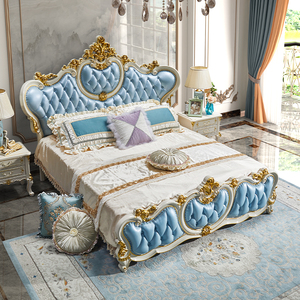 Phong Cách Châu Âu Da Chính Hãng 1.8M Giường Đôi Rắn Khung Gỗ Khắc Đám Cưới Sang Trọng Thạc Sĩ Phòng Ngủ Giường - Product Image 2