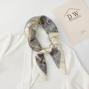 GLS016 Wholesale Luxury silk handkerchief ladies' Spring silk scarf 70*70cm black square scarves