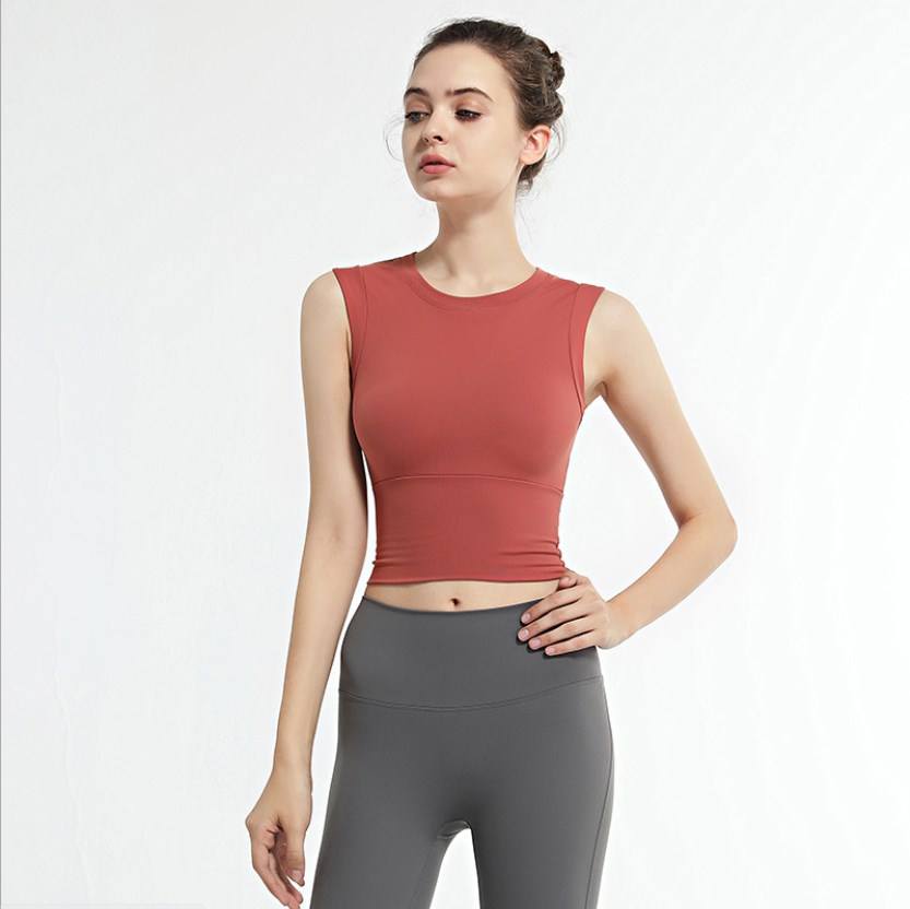 Private Label Women Solid Color Sports Tank Top Sleeveless Gym Vest Workout Shirts Exercise Running Crop Tops Active Gym Tops