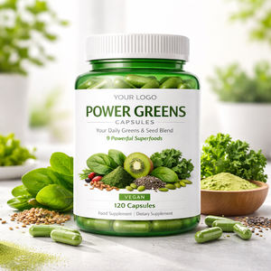 Capsules de Power Greens en marque privée, mélange de 9 superaliments, stimulant énergétique, logo personnalisé OEM, capsules de Power Greens - Product Image 1