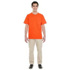 Camisetas de Hombre Lisas de Manga Corta Color Naranja, Venta al por Mayor, Ropa de Verano Más Vendida, 100% Algodón, Camisetas Extra Grandes para Hombre - Product Image 1