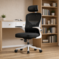 Chaise de bureau ALINUNU à dossier haut en maille pour usage domestique, avec soutien lombaire réglable et accoudoirs rabattables