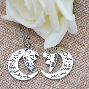 Vente chaude <span class=keywords><strong>Je</strong></span> <span class=keywords><strong>T</strong></span>'aime À La Lune Et Retour Pendentif Maman Collier Pour Cadeau de Fête Des Mères - Product Image 2