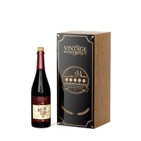 Boîte à vin en bois noir poli sur mesure avec couvercle incliné, étui pour une seule bouteille avec doublure en velours pour les marques de vin de luxe