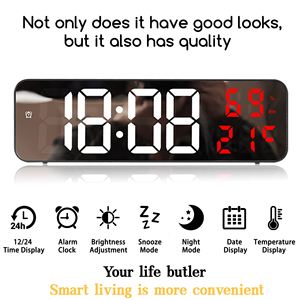 Reloj de Pared LED Digital Eléctrico Silencioso y Estético, Temperatura, Atenuación Automática, Humedad, Alarma, Pantalla Grande, Calendario, Hogar - Product Image 5