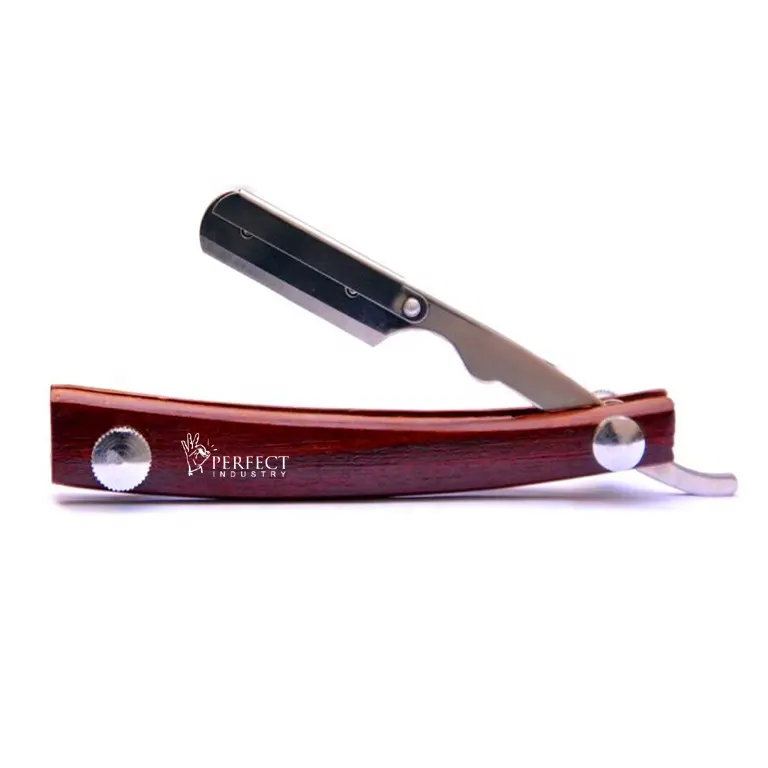 2023 Easy adjustable double screw Wood Handle shaving razor / best online selling straight razor with travelling case