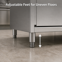 Table de travail en acier inoxydable à porte coulissante, table de préparation pour cuisine commerciale, robuste, pour la restauration, la boulangerie et la transformation alimentaire