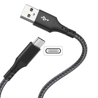 Câble de charge rapide USB-A vers Type-C QC3.0 3A tressé en nylon 1000 mm (3,3 pieds) pour synchronisation de données et charge de téléphones et tablettes Android