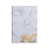 Agenda 2027, carnet de notes, couverture en marbre blanc, estampage à chaud en or, couverture souple, hebdomadaire, mensuel, A5, journal, agenda