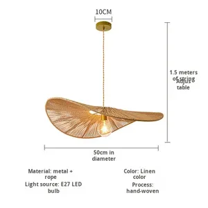 <span class=keywords><strong>Suspension</strong></span> à LED en rotin tissé de style japonais pour salon, salle à manger, chambre à coucher, loft, unique et créatif - Product Image 2