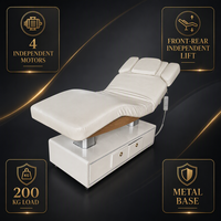 Cama de Belleza Eléctrica de 4 Motores con Función de Elevación e Inclinación Independiente Delantera y Trasera, Base Metálica, Altura Ajustable, para Clínica Dental y de Estética