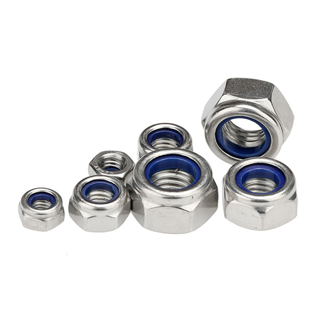 304 Stainless Steel Din 985 Nylon Lock Class 8 Steel 3/8 Inch Unc Galvanized M12 Hex Lock Nut With Nylon Insert