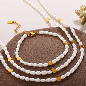 Freshwater Pearl <b>Bracelet</b> And Necklace <b>Set</b> Baroque Style Imitation Pearl Women's Party Jewelry - Product Image 2