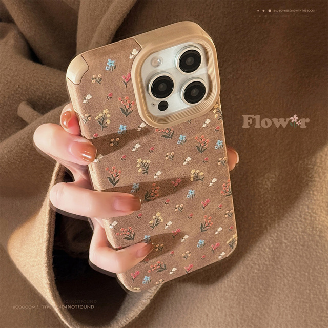 Cortical Gentle Small Floral Pattern Shockproof Ins Style Painted Design for 16/15/17 Pro Max Mobile Phone Case