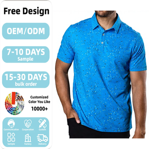 Polos de golf personnalisés en maille Dry Fit pour <span class=keywords><strong>hommes</strong></span>, motif estival, sublimation, col sport, logo personnalisé, vêtements de performance pour équipes - Product Image 1