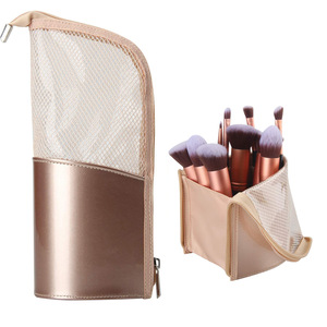 Pochette à pinceaux de maquillage en plastique avec fermeture éclair, résistante à l'eau, pliable, portable, organiseur de cosmétiques, étui de voyage personnalisé - Product Image 1