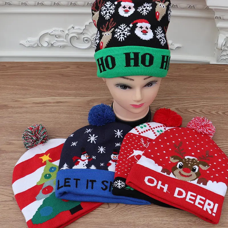 Decorazioni natalizie personalizzate per adulti e bambini cappelli da babbo natale colorati luminosi lavorati a maglia di alta qualità