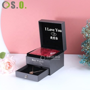 Vente directe d'usine 9 pièces recouvertes de boîte à bijoux collier à double tiroir fleur immortelle - Product Image 6