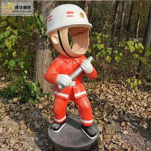 Sculpture sur le thème de la lutte contre les incendies Jia Hua, figurine en fibre de verre, décoration artisanale à poser au sol en extérieur - Product Image 1