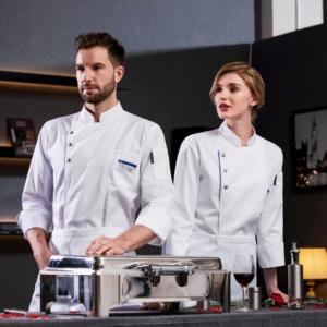 Hecho en fábrica Check Hotel <span class=keywords><strong>Master</strong></span> Bleach resistente <span class=keywords><strong>Chef</strong></span> Star uniforme personalizado mujeres uniforme - Product Image 6