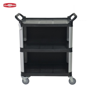 3 Tier <b>Rolling</b> Utility <b>Carts</b> Restaurant Bus <b>Cart</b> Plastic Food Service <b>Cart</b> With Doors - Product Image 4